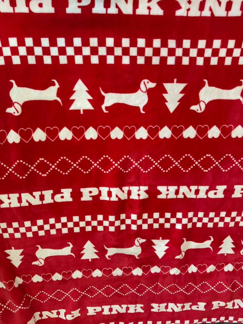 Victoria's Secret Red & White Plush Logo Blanket
